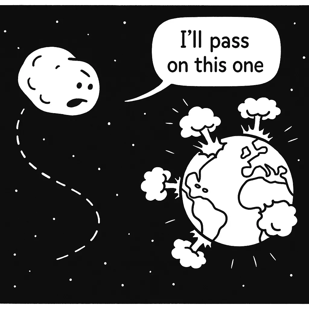 A planet decides to pass by a smoking Earth