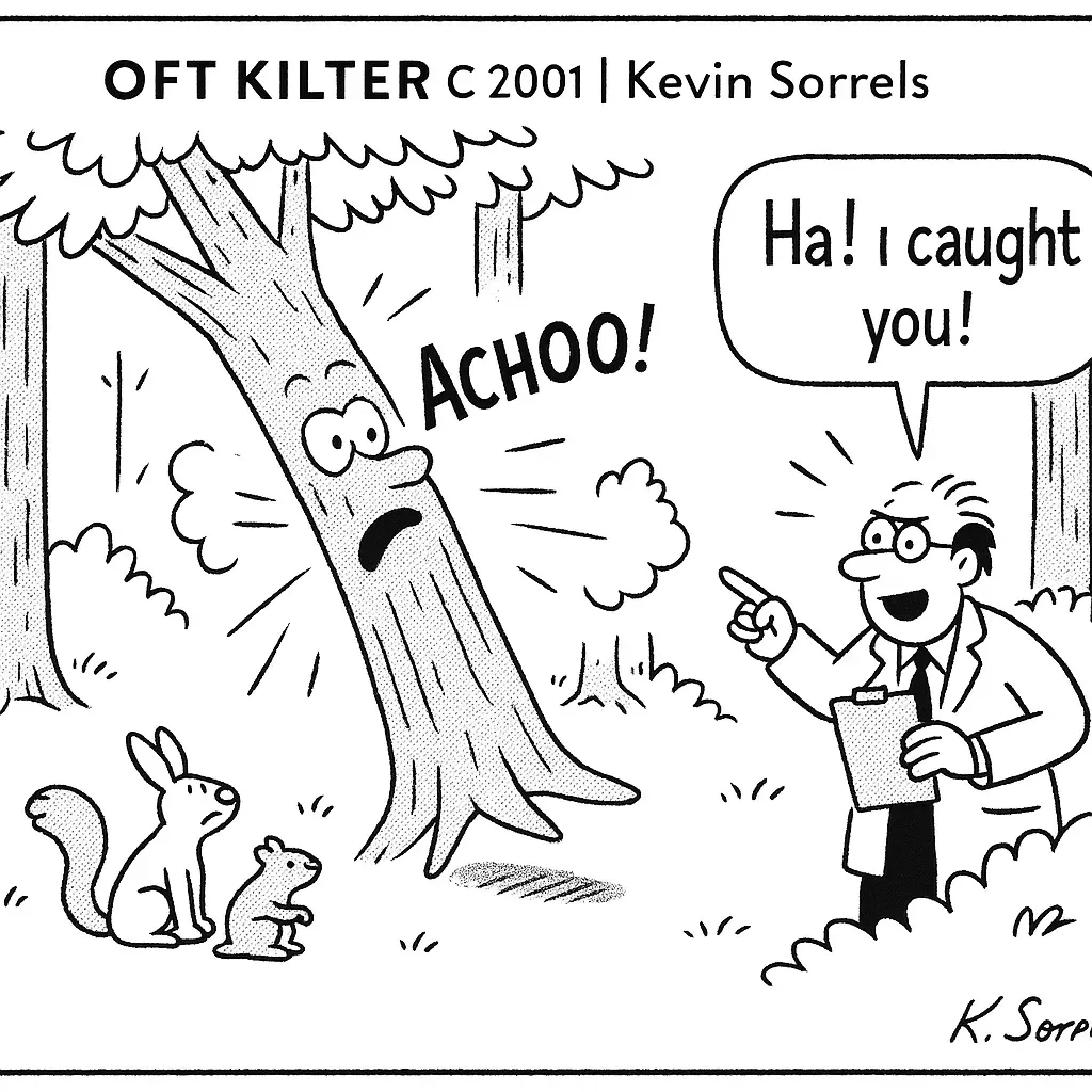A scientist catches a tree sneezing